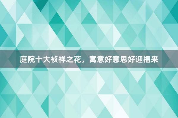 庭院十大祯祥之花，寓意好意思好迎福来