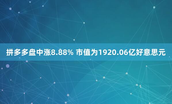 拼多多盘中涨8.88% 市值为1920.06亿好意思元